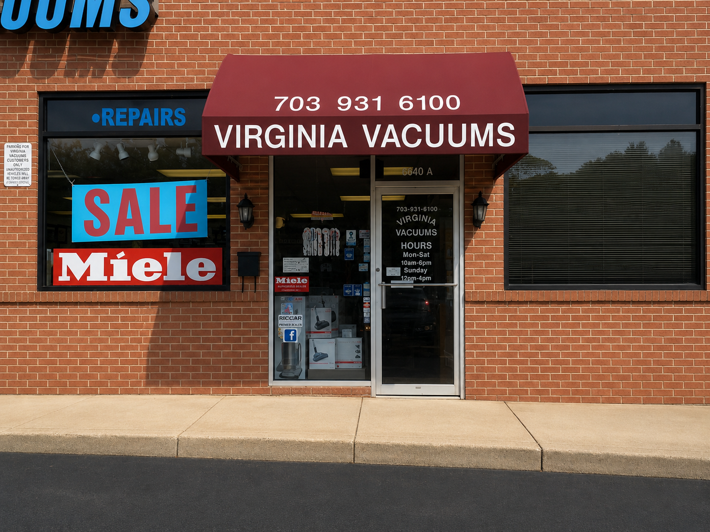 Virginia Vacuums storefront at 3640 King Street in Alexandria